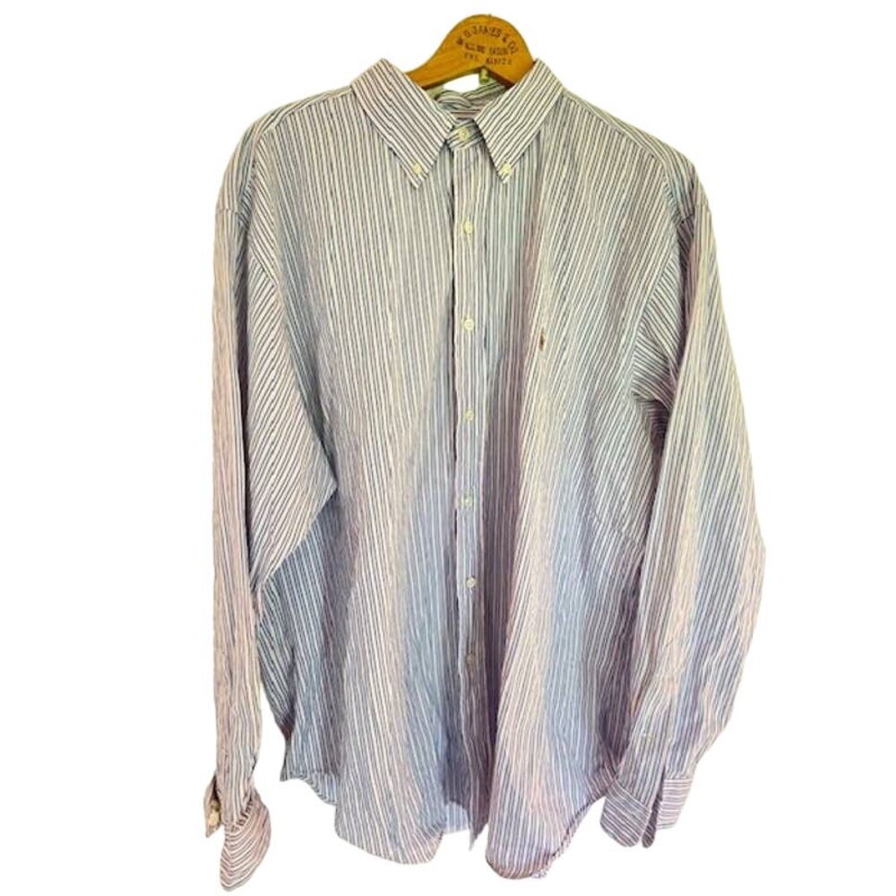 Ralph Lauren Classic Fit Button Up Long Sleeve Striped Shirt w/ Pony 17 -34/35